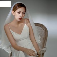 Fashion Retro Bridal Veil Wedding Double Lace Applique Veil main image 3