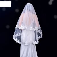Fashion Retro Bridal Veil Wedding Double Lace Applique Veil main image 4