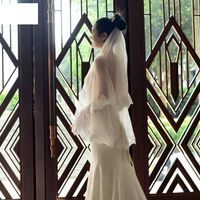 Fashion Retro Bridal Veil Wedding Double Lace Applique Veil main image 5