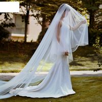 Fashion Bride Wedding Veil Double-layer Long Simple Plain Yarn Veil main image 4