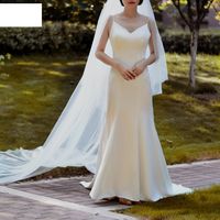 Fashion Bride Wedding Veil Double-layer Long Simple Plain Yarn Veil main image 5