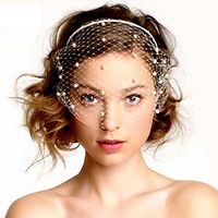 Fashion Pearl Veil Beaded Mesh Headband Bridal Headwear main image 4