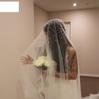 أزياء العروس الحجاب الزفاف طويلة السحب لؤلؤة الحجاب main image 4