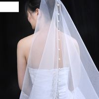 Fashion Pearl Bride Trailing Single-layer Veil Wedding Veil main image 3