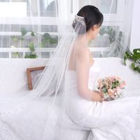Fashion Pearl Bride Trailing Single-layer Veil Wedding Veil main image 4