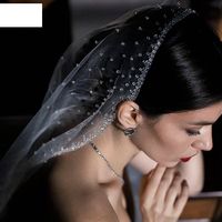 Mode Bräute Hochzeitsschleier Retro Perlen Kristallschleier main image 3