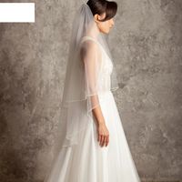 أزياء بسيطة مطرز حجاب مزدوج العروس طرحة زفاف قصير main image 4