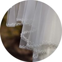 أزياء بسيطة مطرز حجاب مزدوج العروس طرحة زفاف قصير main image 6