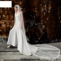 Fashion Simple Veil With Hair Comb Lace Long Veil main image 2