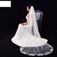 Fashion Simple Veil With Hair Comb Lace Long Veil main image 5