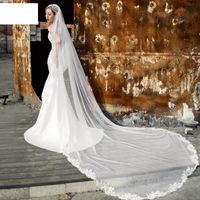 Fashion Simple Veil With Hair Comb Lace Long Veil main image 4