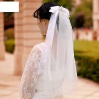 Fashion Simple Bridal Veil Hair Accessories Bow Mesh Short Veil main image 4