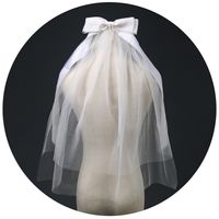 Fashion Simple Bridal Veil Hair Accessories Bow Mesh Short Veil main image 6