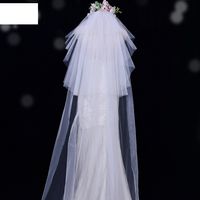 Fashion Simple Yarn Wedding Veil Long Three-layer Veil main image 3
