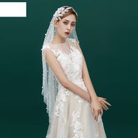 Fashion Simple Bride Veil Beaded Wedding Pearl Veil main image 1