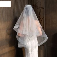 Fashion Simple Bride Veil Multi-layer Wedding Wide-brimmed Veil main image 5