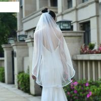 أزياء بسيطة عرائس مسح فستان الزفاف حجاب طويل main image 3
