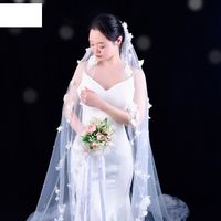 Fashion Simple Flower Trailing Long Veil Bride Wedding Accessories main image 3