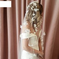 Fashion Simple Flower Trailing Long Veil Bride Wedding Accessories main image 4
