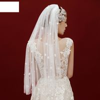 Fashion Simple Bride Veil Soft Yarn Flower Pearl Veil main image 2