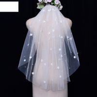 Fashion Simple Bride Veil Soft Yarn Flower Pearl Veil main image 5