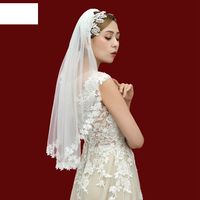 Fashion Simple Bridal Veil Lace Trailing Long Veil main image 1