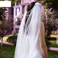 Fashion Retro Beaded Pearl Veil Bride Beaded Veil main image 1
