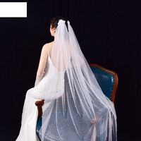 Fashion Retro Beaded Pearl Veil Bride Beaded Veil main image 5