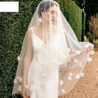 Fashion Simple Bride Wedding Veil Three-dimensional Flower Veil main image 1