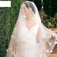 Fashion Simple Bride Wedding Veil Three-dimensional Flower Veil main image 5
