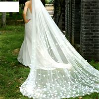 Fashion Simple Handmade Flower Trailing Bridal Wedding Veil main image 4