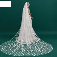 Fashion Simple Handmade Flower Trailing Bridal Wedding Veil main image 5