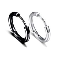 Fashion Geometric Titanium Steel Golden Silver Black Hoop Earrings Single main image 2