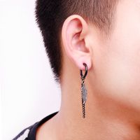 Fashion Chain Without Ear Holes Titanium Steel Tassel Earrings Single main image 4