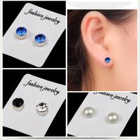 Fashion Color Diamond Stainless Steel Magnetic Earrings main image 4