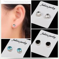 Fashion Color Diamond Stainless Steel Magnetic Earrings main image 3