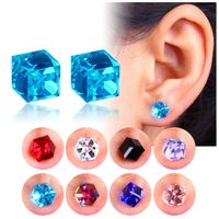 Fashion Cube Color Zircon Magnetic Earrings main image 1