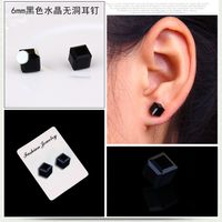 Fashion Cube Color Zircon Magnetic Earrings main image 4
