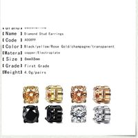 Simple Cube Color Diamond Copper Magnetic Earrings main image 3