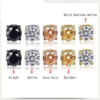 Simple Cube Color Diamond Copper Magnetic Earrings main image 5