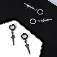 Fashion Men's Titanium Steel Cross Sword Carved Earrings main image 5