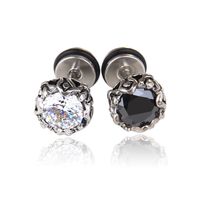 Fashion Round Inlaid Zircon Titanium Steel Stud Earrings main image 2