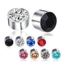 New Color Diamond Titanium Steel Magnetic Stud Earrings main image 1