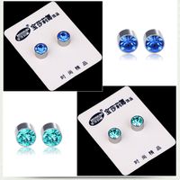 New Color Diamond Titanium Steel Magnetic Stud Earrings main image 3