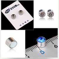 New Color Diamond Titanium Steel Magnetic Stud Earrings main image 5