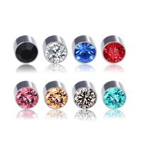 New Color Diamond Titanium Steel Magnetic Stud Earrings main image 6