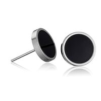 Fashion Stainless Steel Black Dumbbell Round Stud Earrings Single main image 3
