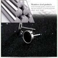 Fashion Stainless Steel Black Dumbbell Round Stud Earrings Single main image 4
