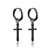 Fashion Geometric Glossy Large Cross Titanium Steel Earrings Single main image 2