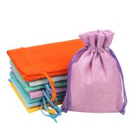 Blank Color Burlap Cosmetic Bundles Storage Packaging Bags main image 5